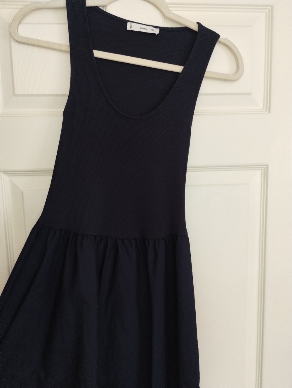 Mango Drop Waist Midi Dress Navy 2 - Picture 3 of 4